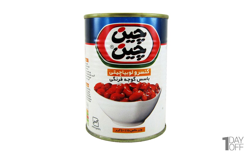 کنسرو لوبیا چیتی با سس گوجه‌فرنگی چین‌چین مقدار 400 گرم
