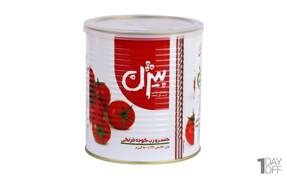 رب گوجه‌فرنگی با درب آسان بازشو بیژن مقدار 800 گرم