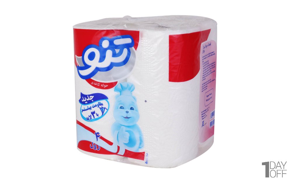 دستمال حوله‌ای سه‌لایه تنو بسته 4 رول