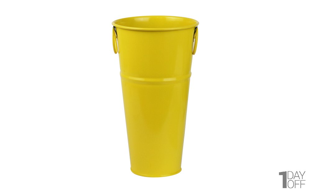 گلدان فلزی دسته‌ حلقه‌ای تورینگ ابعاد 28x16x10 سانتی‌متر رنگ زرد