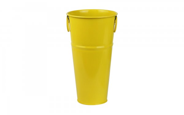گلدان فلزی دسته‌ حلقه‌ای تورینگ ابعاد 28x16x10 سانتی‌متر رنگ زرد