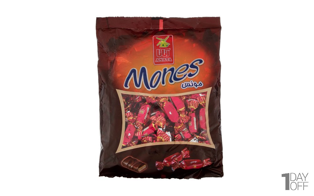 تافی نوقا با لایه کاراملی و روکش کاکائویی آناتا مدل Mones مقدار 750 گرم 