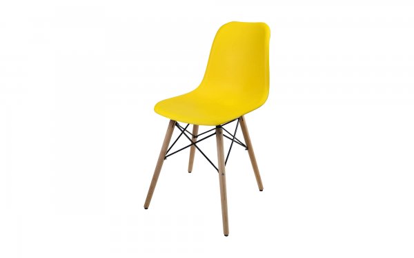 صندلی اِیمز پایه ایفلی بدون دسته با پایه چوبی رنگ زرد