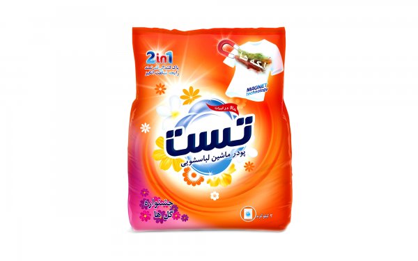 پودر ماشین لباسشویی 2 در 1 تست مدل جشنواره گل‌ها مقدار 2000 گرم