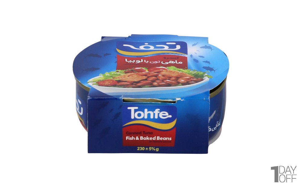 کنسرو ماهی تن با لوبیا در سس گوجه فرنگی تحفه مقدار 230 گرم