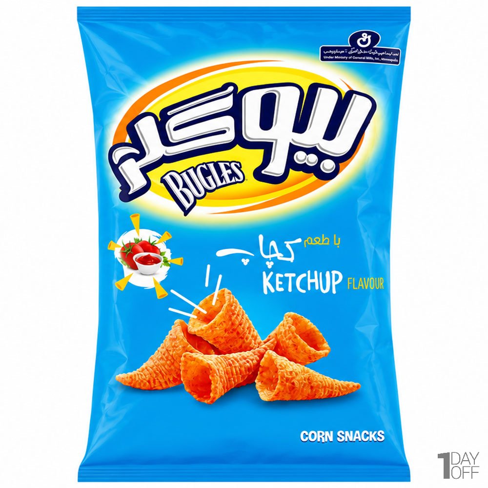 اسنک ذرت با طعم کچاب بیوگلز دینا مقدار 100 گرم
