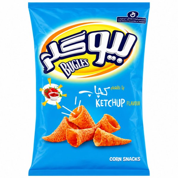 اسنک ذرت با طعم کچاب بیوگلز دینا مقدار 100 گرم