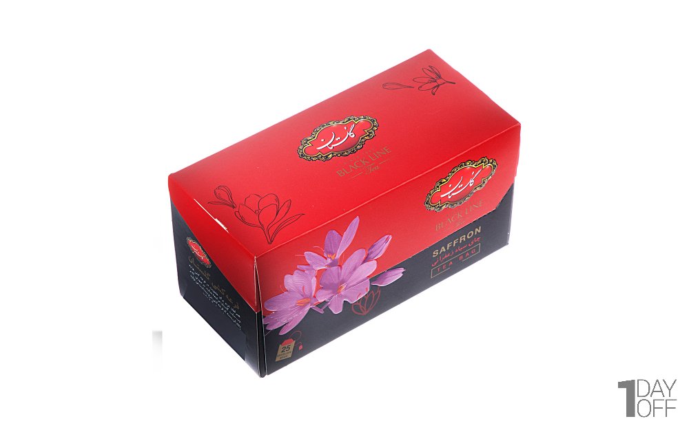 چای سیاه کیسه‌ای زعفرانی گلستان بسته 25 عددی 