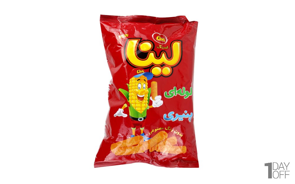 اسنک لوله‌ای پنیری لینا مقدار 85 گرم