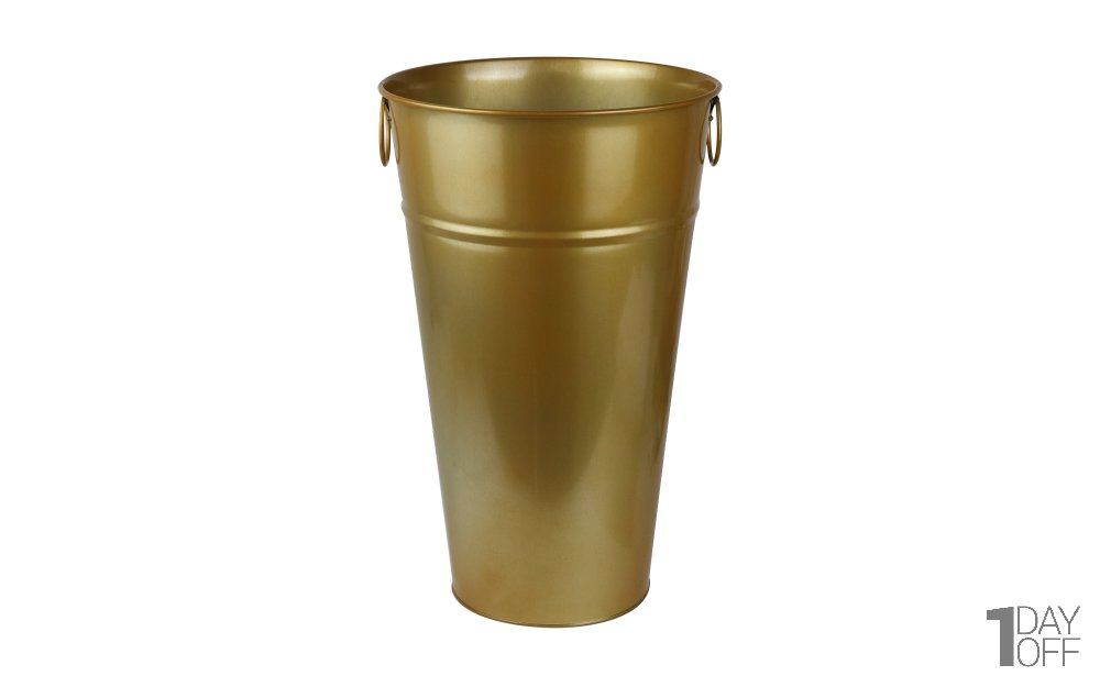 گلدان فلزی دسته‌ حلقه‌ای تورینگ ابعاد 45x28x18 سانتی‌متر رنگ طلایی