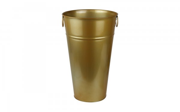 گلدان فلزی دسته‌ حلقه‌ای تورینگ ابعاد 45x28x18 سانتی‌متر رنگ طلایی