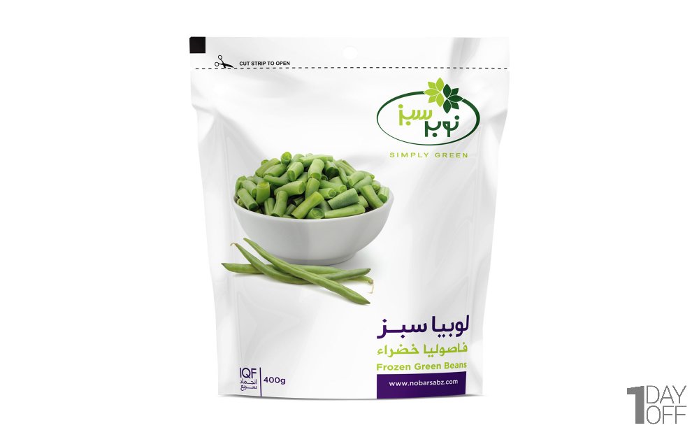 لوبیا سبز خرد شده نوبر سبز مقدار 400 گرم