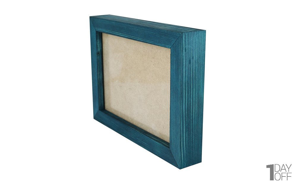 قاب عکس چوبی دست ساز ابعاد 15x20 سانتی‌متر رنگ فیروزه‌ای