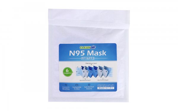 ماسک 6 لایه مدل N95 نوع FF2&FF1 کلین ایر بسته 1 عددی