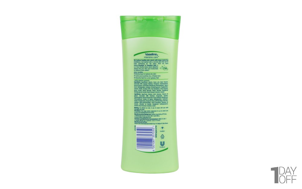 لوسیون بدن aloe soothe وازلین (Vaseline) مقدار 400 میلی‌لیتر