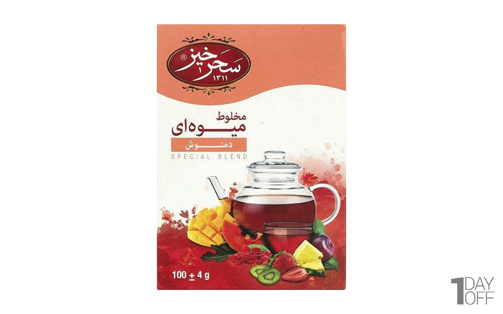 دمنوش مخلوط میوه‌ای سحرخیز مقدار 100 گرم
