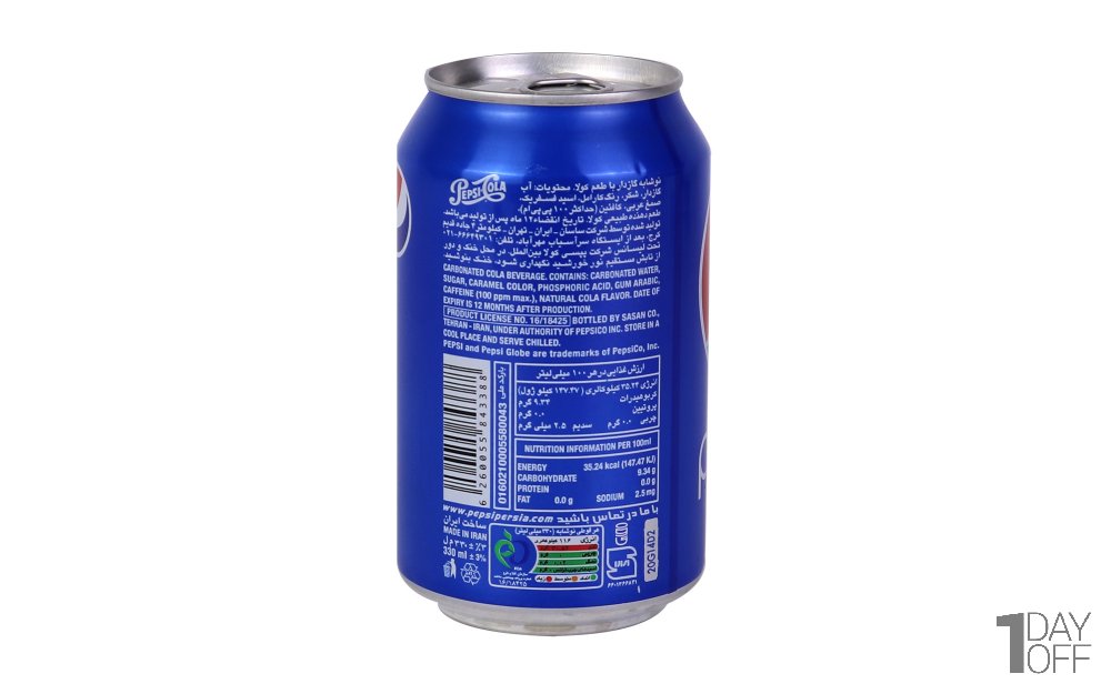 نوشابه قوطی پپسی (Pepsi) مقدار 330 میلی‌لیتر