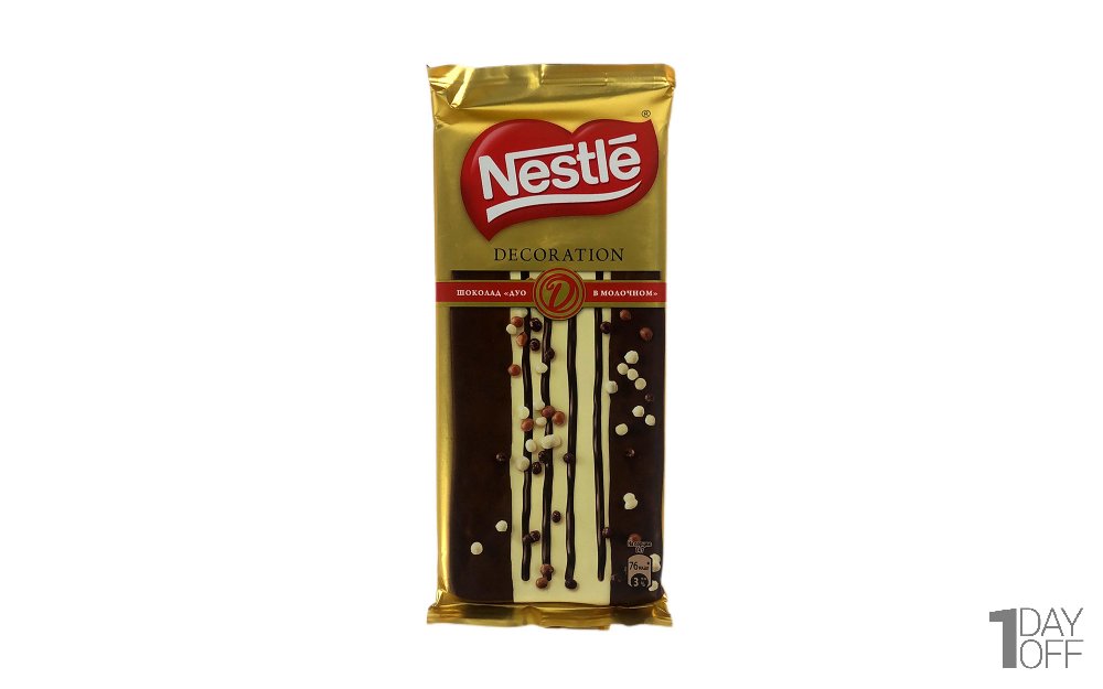 شکلات شیری و سفید بادام‌زمینی نستله (Nestle) مدل DECORATION مقدار 85 گرم