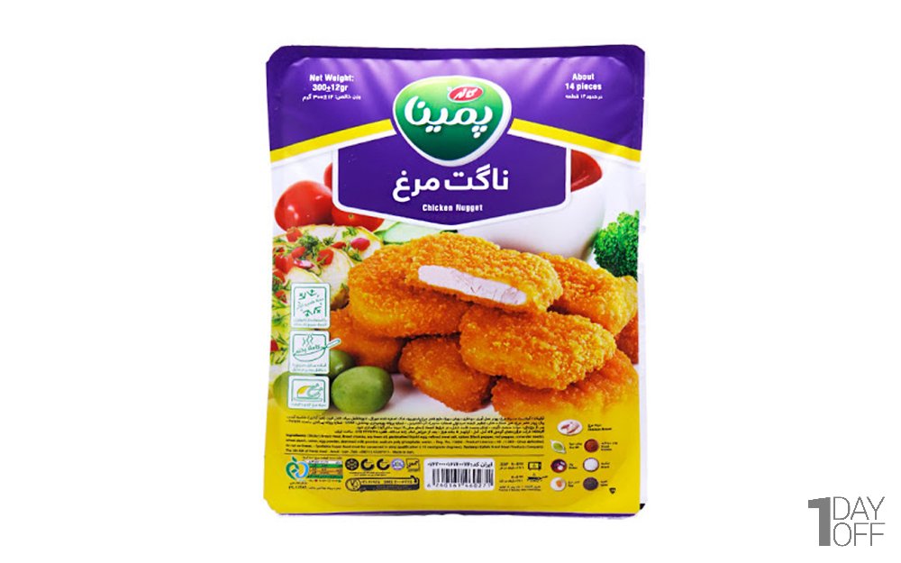 ناگت مرغ منجمد پمینا کاله مقدار 300 گرم