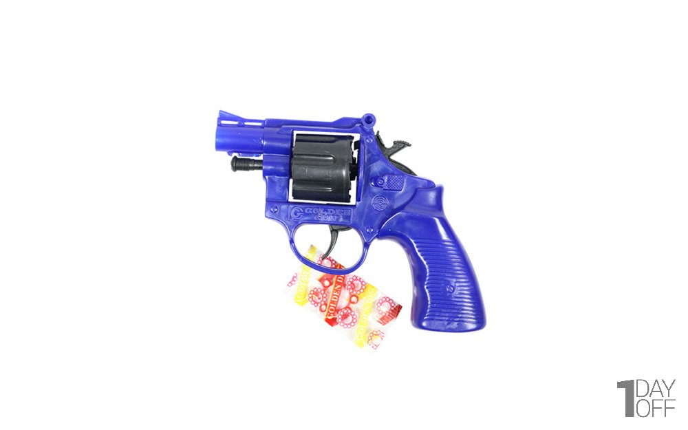 تفنگ اسباب‌بازی ساچمه‌ای پلاستیکی رنگ آبی همراه با ساچمه