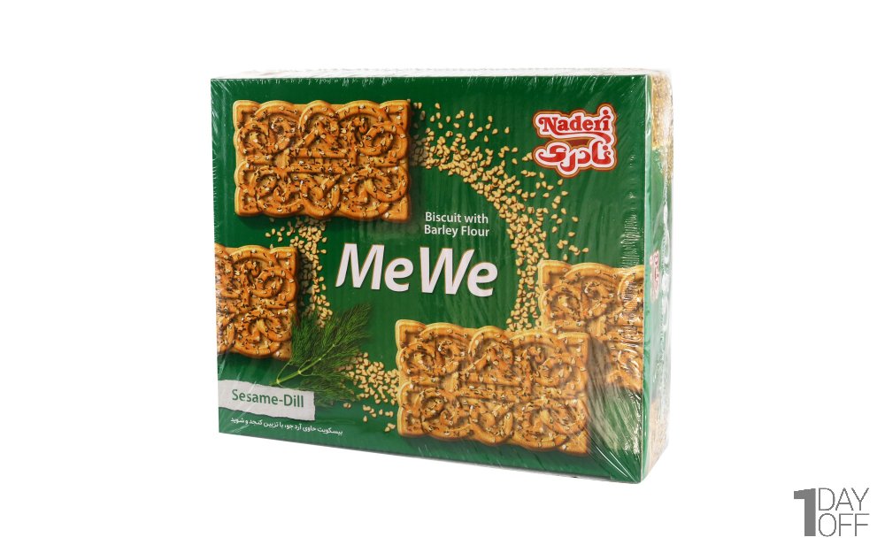 بیسکویت حاوی آرد جو با تزیین کنجد و شوید می‌وی (Me We) نادری مقدار 600 گرم