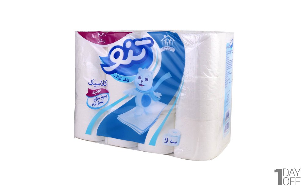 دستمال توالت سه‌لایه تنو بسته 24 رول