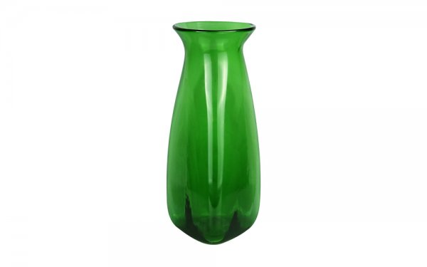 گلدان شیشه‌ای دست‌ساز طرح جام مثلثی کد 204 رنگ سبز زمردی