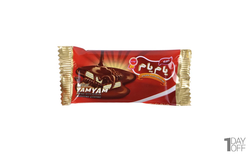 ویفر شیری با روکش کاکائویی یام‌یام مقدار 20 گرم