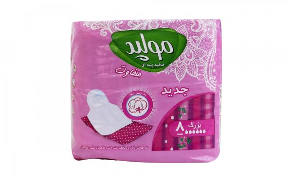 نوار بهداشتی ضخیم پنبه‌ای بزرگ با قدرت جذب خیلی زیاد مولپد بسته 8 عددی 