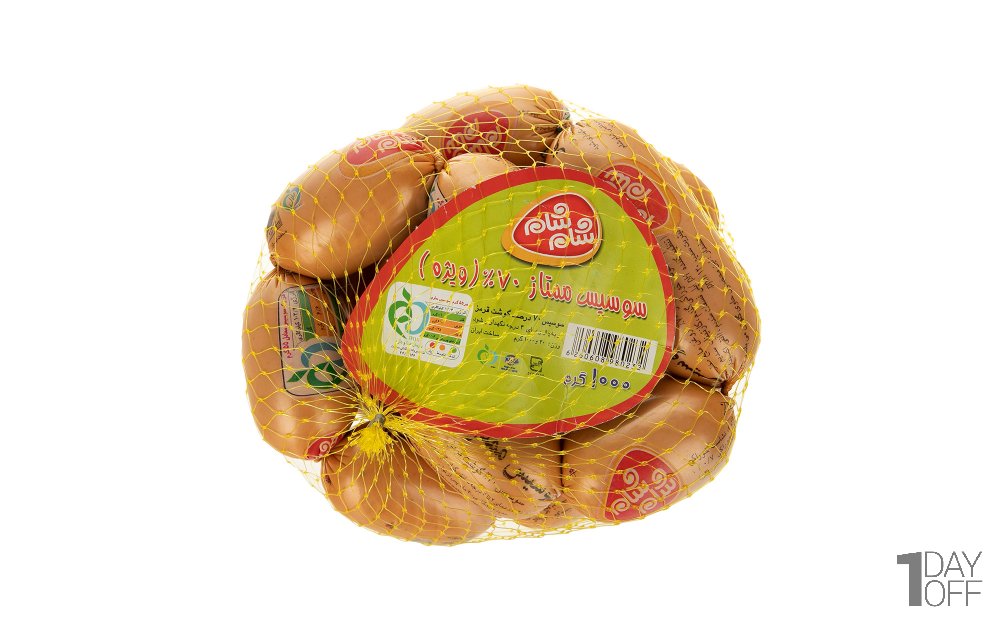 سوسیس ممتاز 70 درصد گوشت قرمز شام‌شام مقدار 1 کیلوگرم 