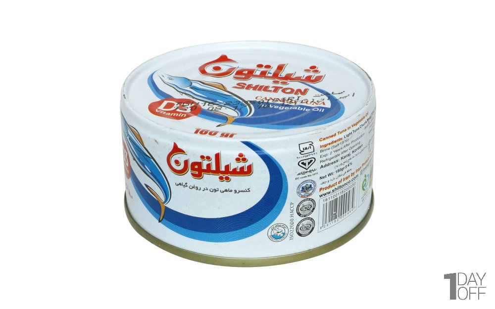 کنسرو ماهی تون در روغن گیاهی حاوی ویتامین D3 شیلتون مقدار 180 گرم 