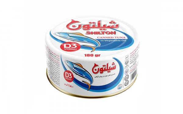 کنسرو ماهی تون در روغن گیاهی حاوی ویتامین D3 شیلتون مقدار 180 گرم 