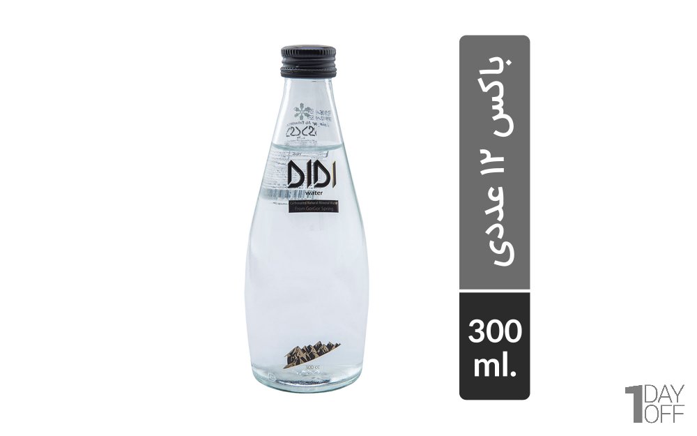 باکس 12 عددی آب گازدار (سودا) شیشه‌ای دی‌دی واتر مقدار 300 میلی‌لیتر
