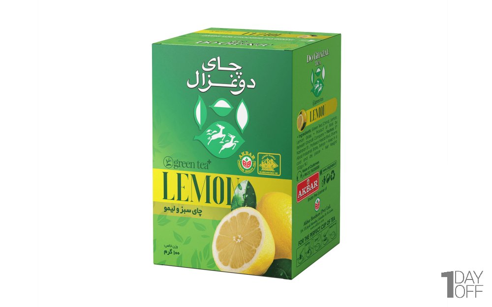 چای سبز و لیمو دوغزال مقدار 100 گرم