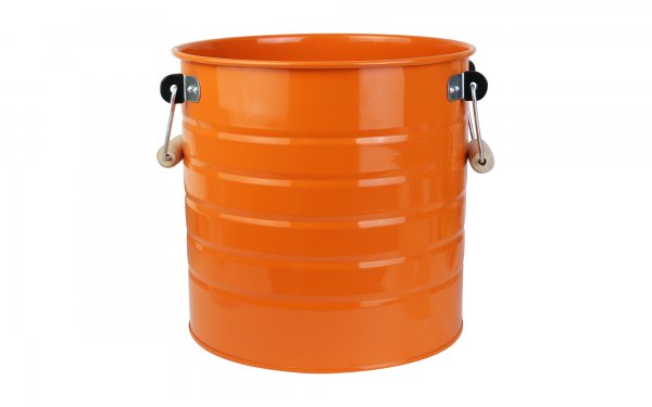 گلدان فلزی دسته‌ چوبی تورینگ ابعاد 29x29x29 سانتی‌متر رنگ نارنجی پرتقالی