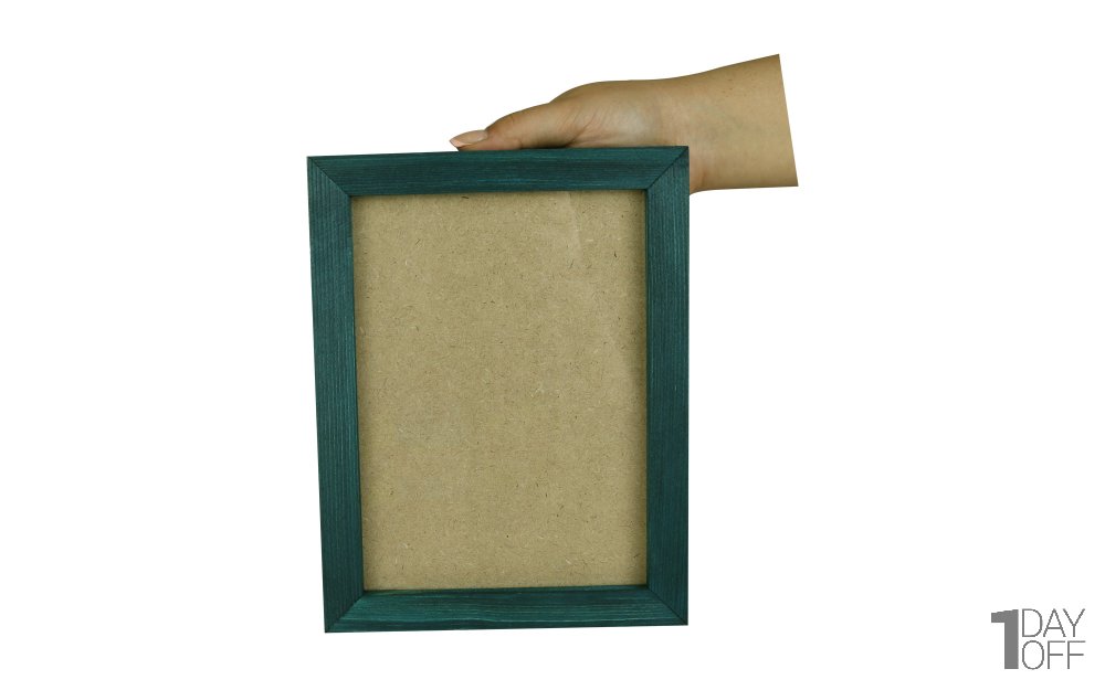 قاب عکس چوبی دست ساز ابعاد 17x22 سانتی‌متر رنگ فیروزه‌ای