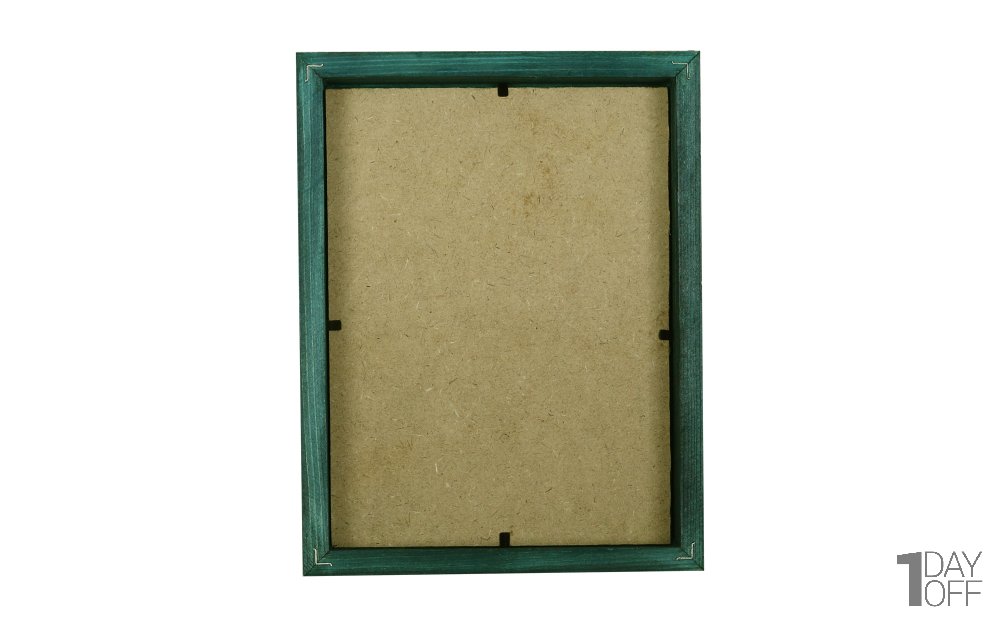 قاب عکس چوبی دست ساز ابعاد 17x22 سانتی‌متر رنگ فیروزه‌ای