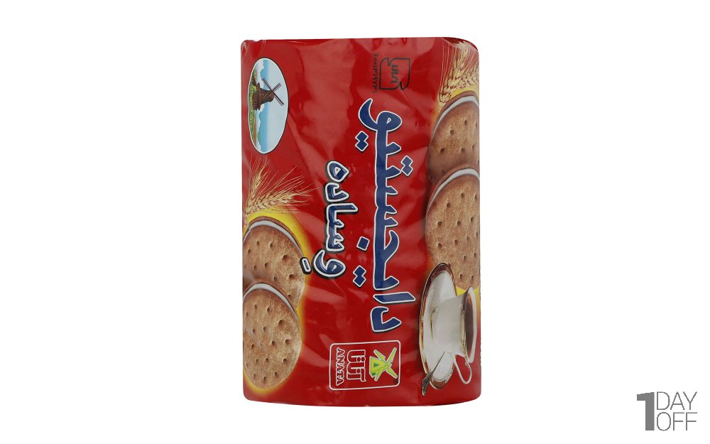 بیسکویت دایجستیو کرمدار  و سبوس‌دار آناتا مقدار 200 گرم