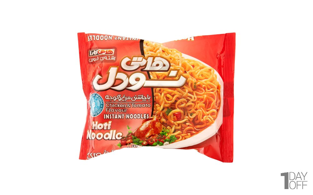 نودل مرغ و گوجه‌فرنگی هاتی‌کارا گلستان مقدار 75 گرم