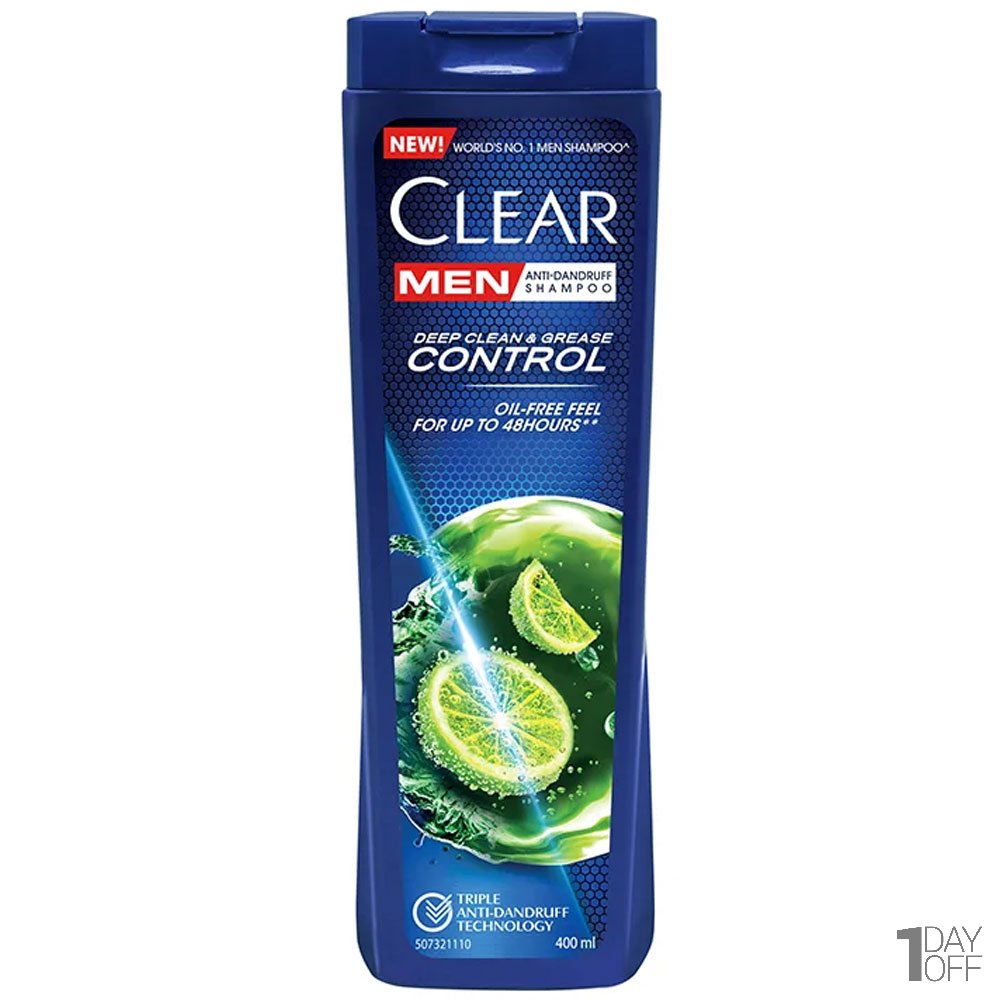 شامپو ضدشوره مردانه کلییر (Clear) مدل Grease control مقدار 400 میلی‌لیتر