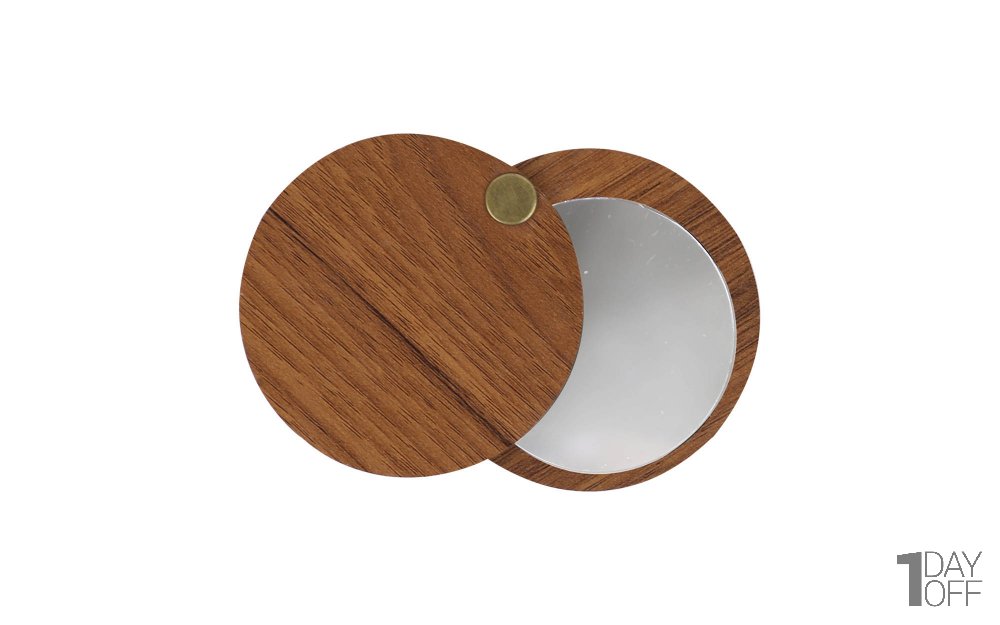 آینه گرد چوبی با قطر 6 سانتی‌متر 