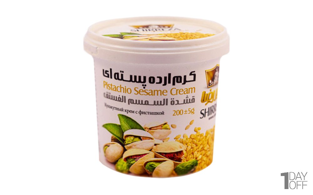کرم ارده پسته‌ای شیررضا مقدار 200 گرم