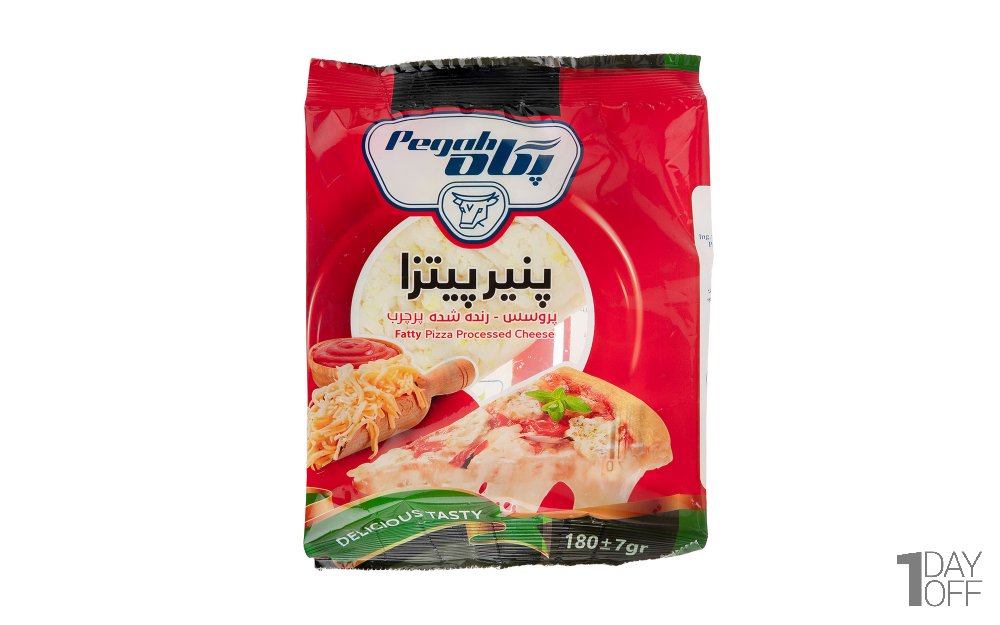 پنیر پیتزا پروسس رنده شده پرچرب پگاه مقدار 180 گرم  