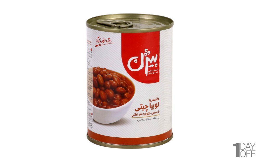 کنسرو لوبیا چیتی با سس گوجه‌فرنگی بیژن مقدار 380 گرم
