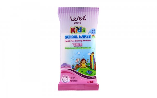  دستمال مرطوب پاک‌کننده دست و صورت مخصوص کودکان بسته 12 عددی وی کر (Wee Care) مدل Girls