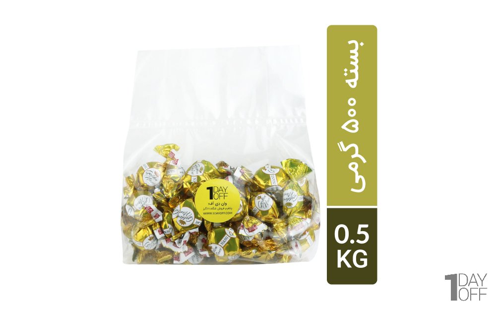تافی روکش دار کره ای با مغز کارامل فندقی گلدن نانی بسته 500 گرمی