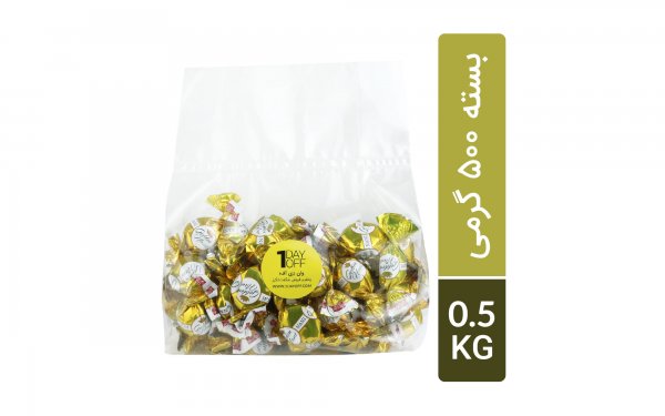 تافی روکش دار کره ای با مغز کارامل فندقی گلدن نانی بسته 500 گرمی