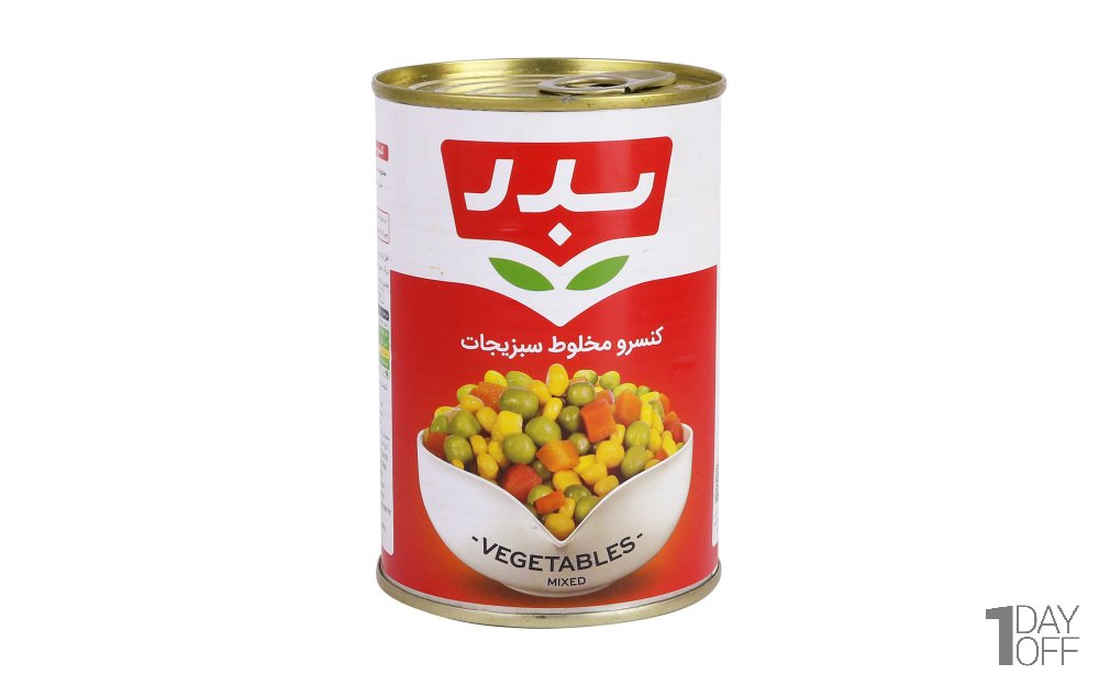 کنسرو مخلوط سبزیجات بدر مقدار 430 گرم
