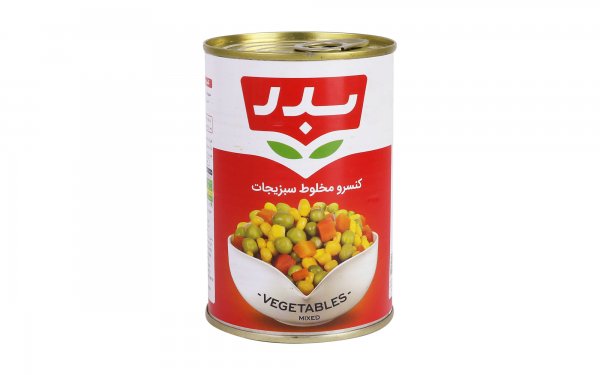 کنسرو مخلوط سبزیجات بدر مقدار 430 گرم