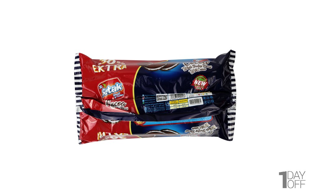 بیسکویت جو کاکائویی کرم‌دار ستاک مقدار 570 گرم